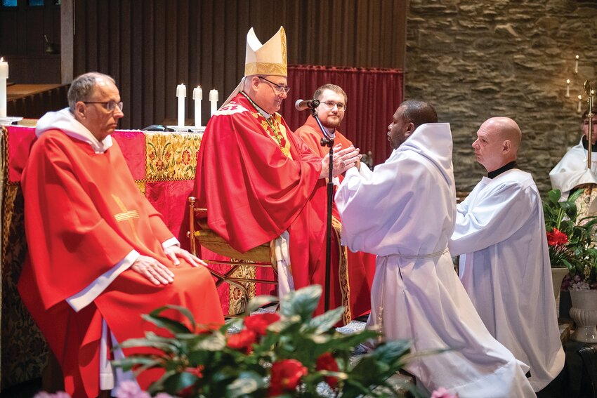 Bishop Richard G. Henning ordained Brother Benedict Maria, O.S.B. to the Sacred Order of Deacons on May 3 at Portmouth Abbey.