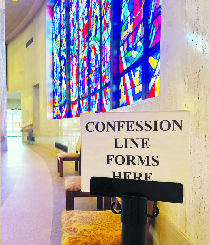 Inside St. Pius V Parish in Providence. They&rsquo;re offering confessions from now until Easter seven days a week.