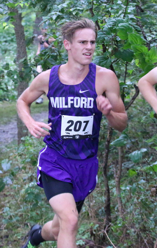 Elliott Reitz paced the Milford boys at the Charlie Thorell Invitational in Seward Sept. 2. He placed 16th with a time of 17:30.92 and helped the Eagles win the C/D team title.