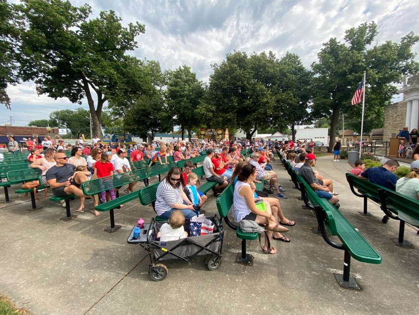 The audience at Bandshell for the best decorate bike/trike contest on July 4 2022 at 9:15 a.m.