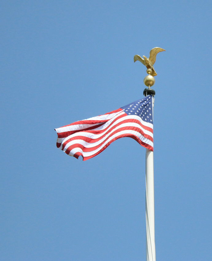 The U.S. flag flies high over the Brittany American Cemetery July 17.