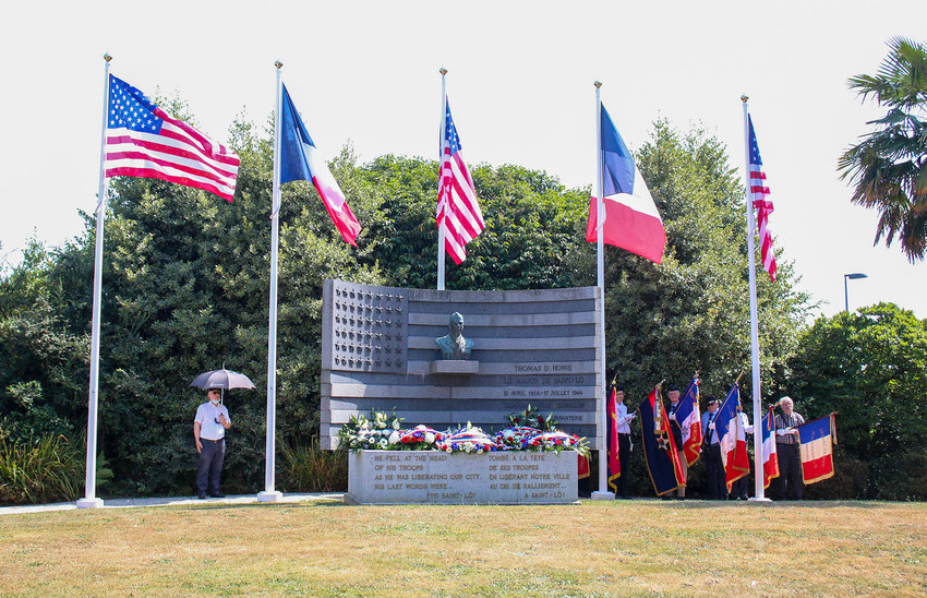 The second St. Lo ceremony was at the memorial honoring Major Thomas Howie, the major of St. Lo.