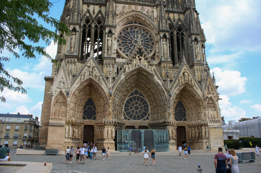 The Cathedral at Reims is a spectacular structure and is known as the cathedral of angels because of the number of angels included in the decorations.
