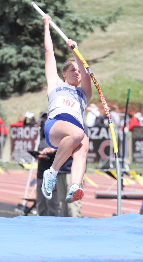 Jessica Sandell of Malcolm pole vaulted a personal best at state track May 19.