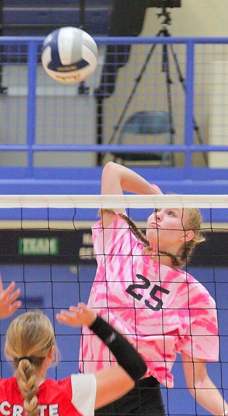 Kelsey Miller of Seward goes on the attack against Crete Oct. 10.
