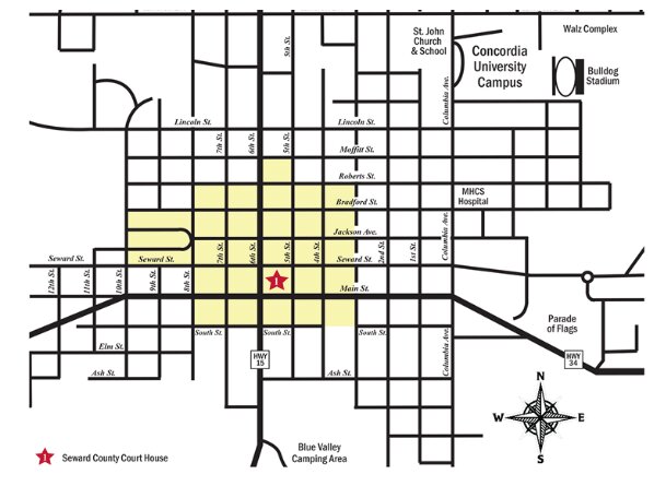 Seward’s Certified Creative District is located downtown and spans from the Nebraska National Guard Museum on the west to the Olde Glory Theater on the east, from Seward Memorial Library on the southern boundary north to Liberty House.