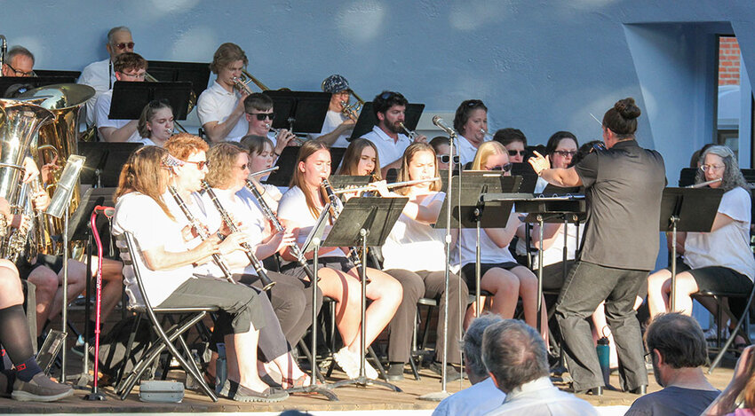 Dr. Jessica Schreiner directs the Seward Municipal Band in its season-opening concert May 26.
