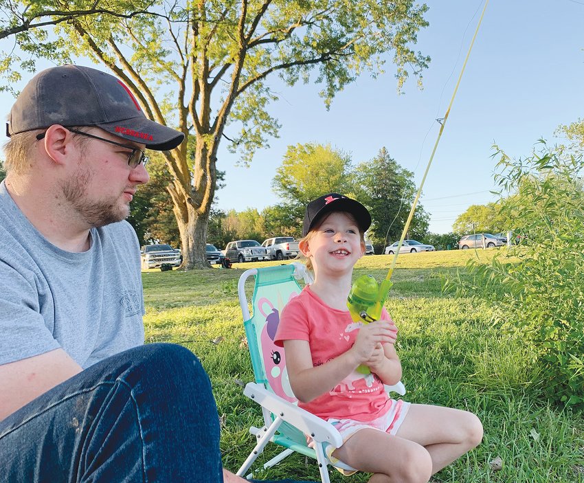 Sam Dierberger, who was in the Staplehurst Livestock 4-H Club as a kid and attended the club&rsquo;s first fishing contest, now fishes with his daughter, Lauren.