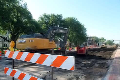 Removal of the concrete on Sixth St. has begun on the square, just outside the Seward County Independent on May 20.