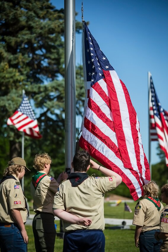 Boy Scout Troop 290, led by Scout Master Chris Wittstruck, raised the colors at the Milford Memorial Day Service on May 27.
