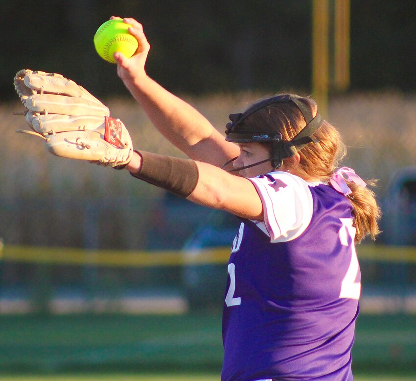 Hannah Wittstruck of Milford watches a pitch fly past her for a ball against Crete on Sept. 24.