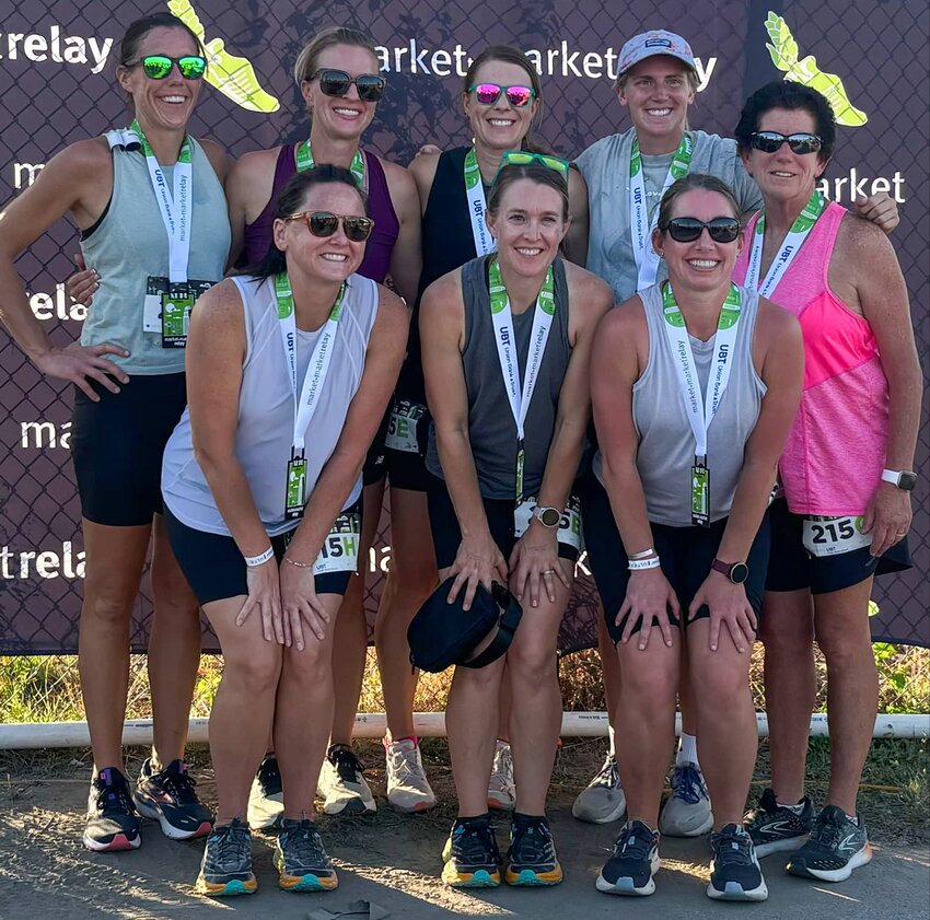 Pictured are the members of the Milford Market to Market team, from left: (front row) Mary Henley, Chrystina Piening, and Kendra Piening; and (back row) Robyn Schwartzentruber, Lindsey Sample, Megan Kresse, Kennedy Mogul and Michele Kontor.