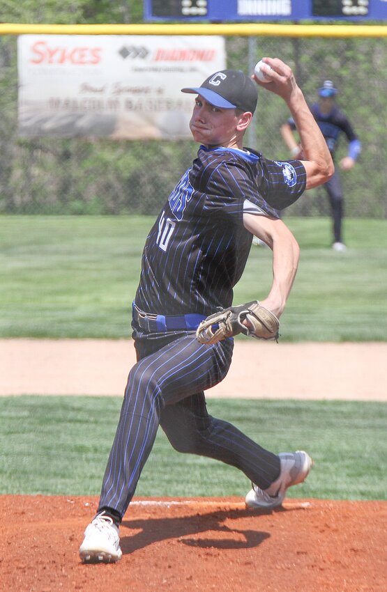 Cooper Stelling moves into place under a pop fly against Tekamah-Herman May 8.