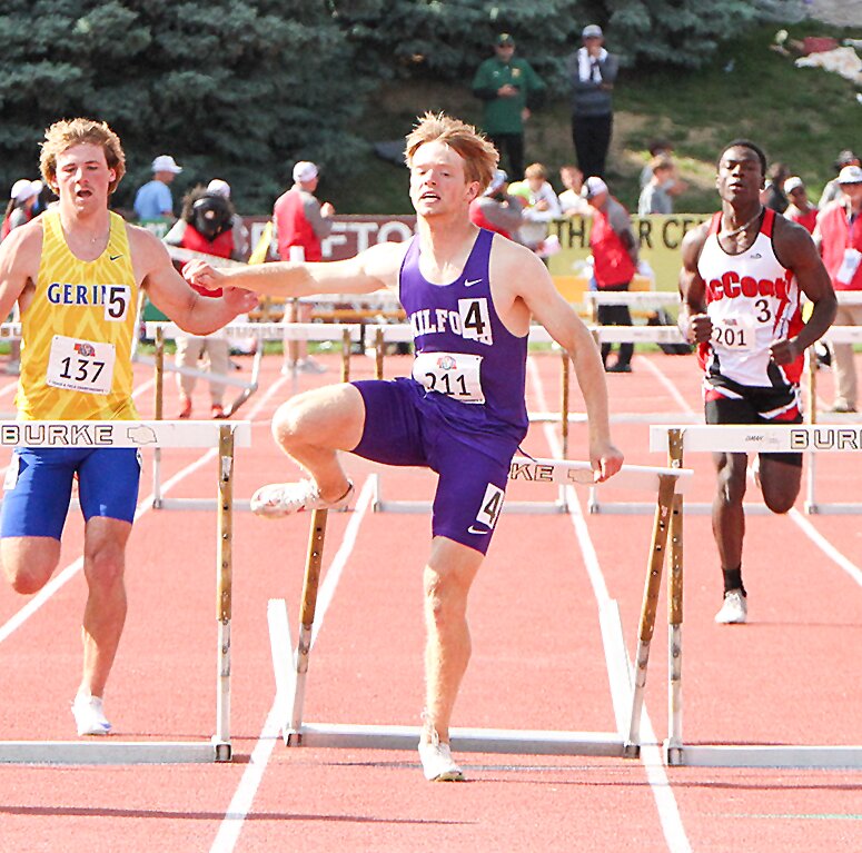Isaac Roth earned third place for Milford in the Class B 300-meter hurdles May 22. Roth also competed in the 110-meter hurdles and ran the anchor leg on the 4x400-meter relay team.