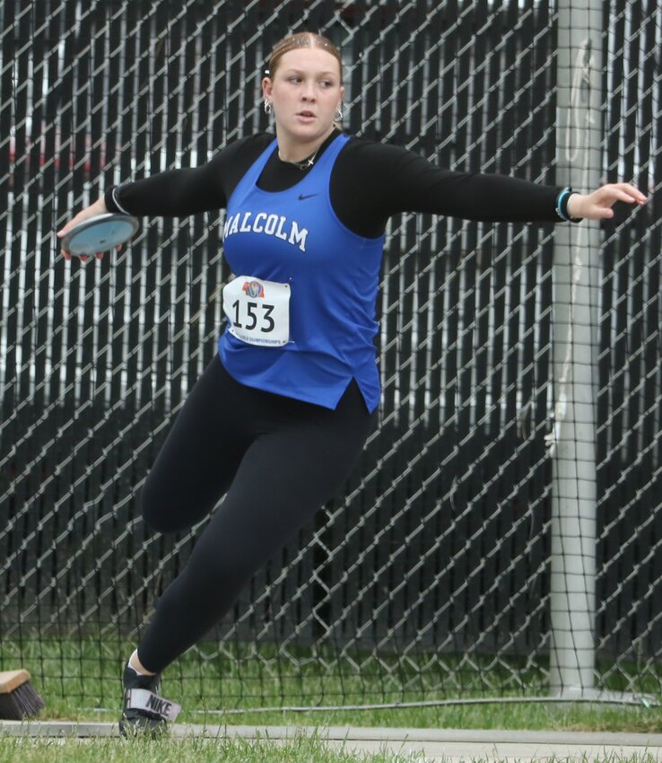 Jake Walters of Malcolm picked up fourth place in the 300-meter hurdles and broke his school record in the process.