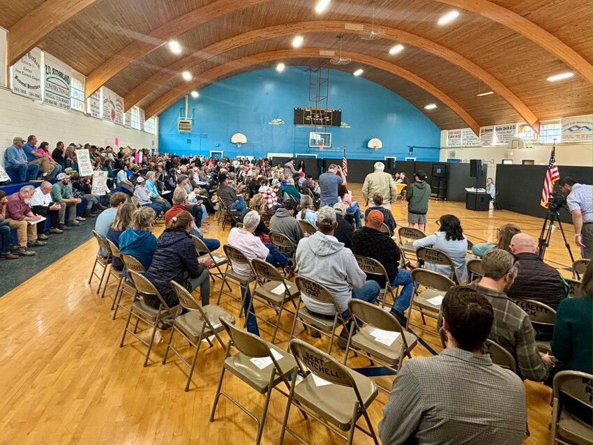 Hundreds attended Sen. John Hickenlooper's listening session in Naturita April 26. Most came to stand in opposition to a proposed national monument along the Dolores River.