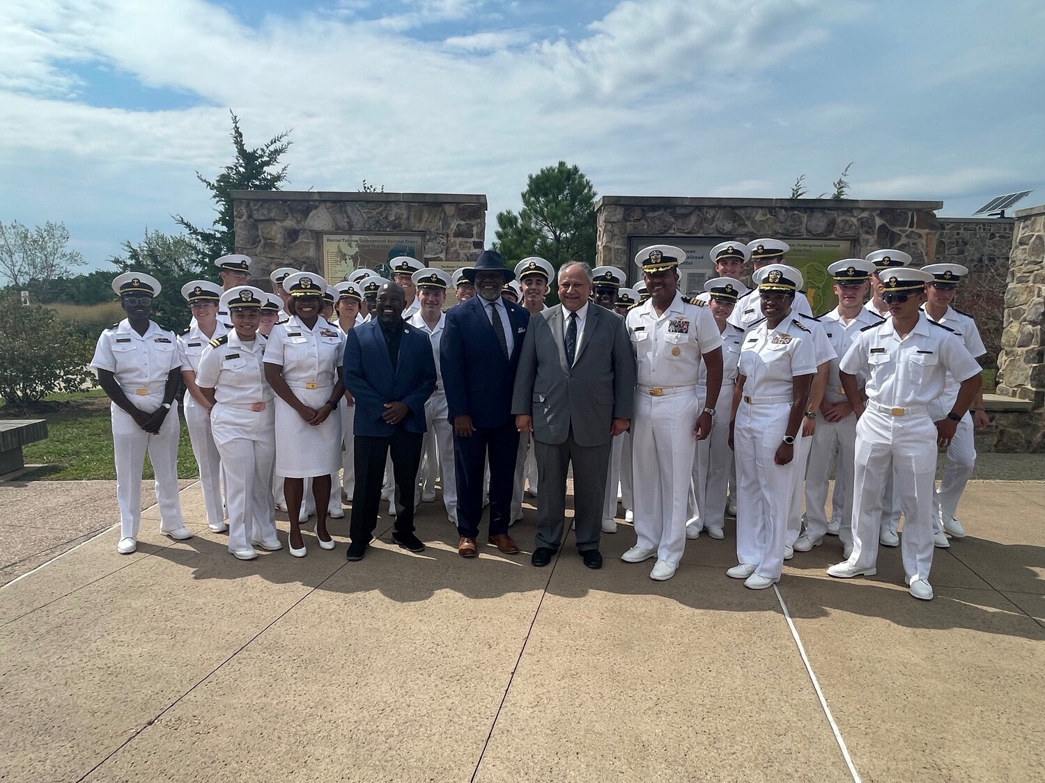 SECNAV NNOA President Midshipmen -The SECNAV with the President of the NNOA and Midshipmen from the US Naval Academy