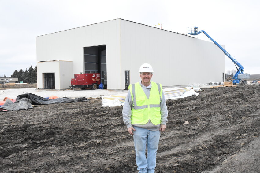 Jeff Leyk visits the Truck Wash Centre construction site March 15 south of Truckers Inn in Sauk Centre. The automatic truck wash is expected to be operational by mid-May.