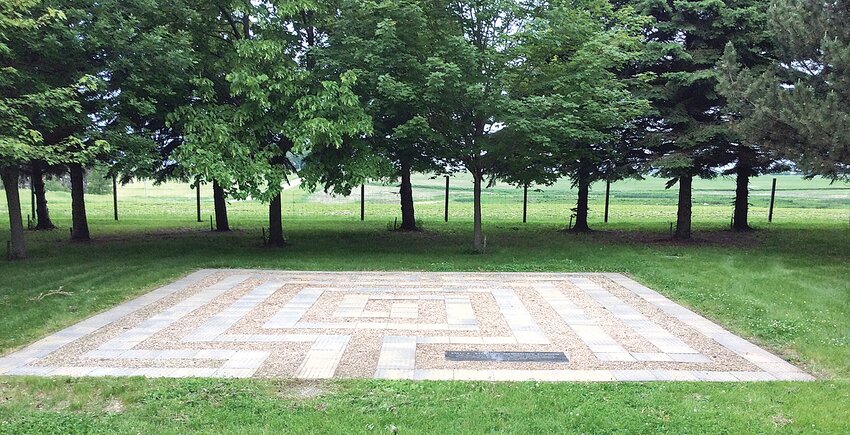 A meditation labyrinth at Michels Tree Memorial in pictured in summer 2023 in Sauk Centre. An estimated 900 trees bud and 100 plants bloom in memory of deceased loved ones on 7.5 acres of land.