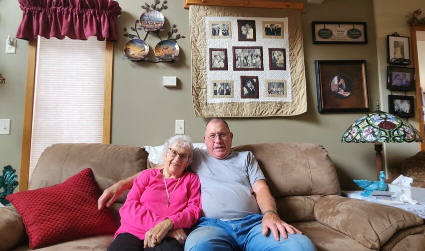 Jim and Rosie Miller sit in their Sauk Centre home May 2. Married 65 years, the couple shares 13 children, 37 grandchildren and 10 great-grandchildren.
