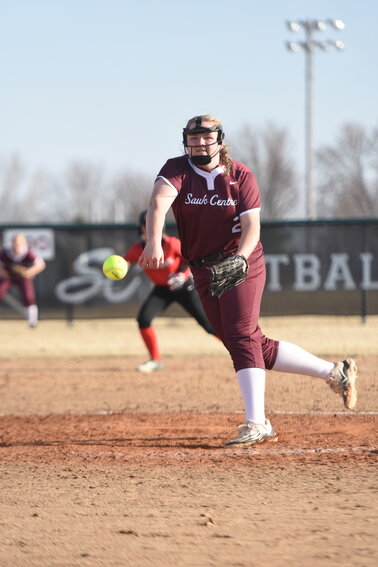 Sauk Centre third baseman Gabi Marthaler puts the tag on an Osakis runner during the game April 11 in Sauk Centre. The Streeters host Foley Thursday, April 17.