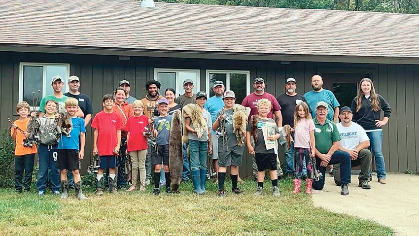 A group of 10 children and 10 adults attended an introductory class to fur trapping at Silver Sioux Recreation Area in September. The class was led by JD Rogge with assistance from John Lenz, Chad Mahler, Chad Walker, Cody Wright and Iowa Trappers Association President Craig Sweet. John Sells from Iowa DNR and Laura Jones from Cherokee County Conservation also made presentations.