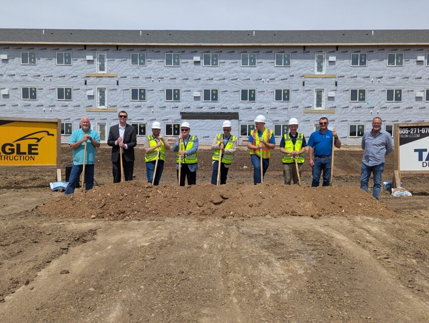Last Friday, Representatives from Eagle Construction and Talon Development of Sioux Falls, S.D. and the Cherokee Area Economic Development Corporation broke ground at the planned "Pioneer Apartments" complex on the eastern edge of town across from the AgState building. 