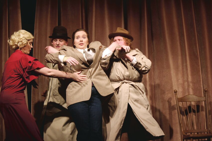 The four-member cast of CCT's production of “The 39 Steps” are prepared to entertain audiences for the next two weekends. Abigail Leuschen, Megan Mauritz, Darby Bailie and Emmett Rosentrater are directed by Brandon Lawrence in this adaption of the Alfred Hitchcock classic.