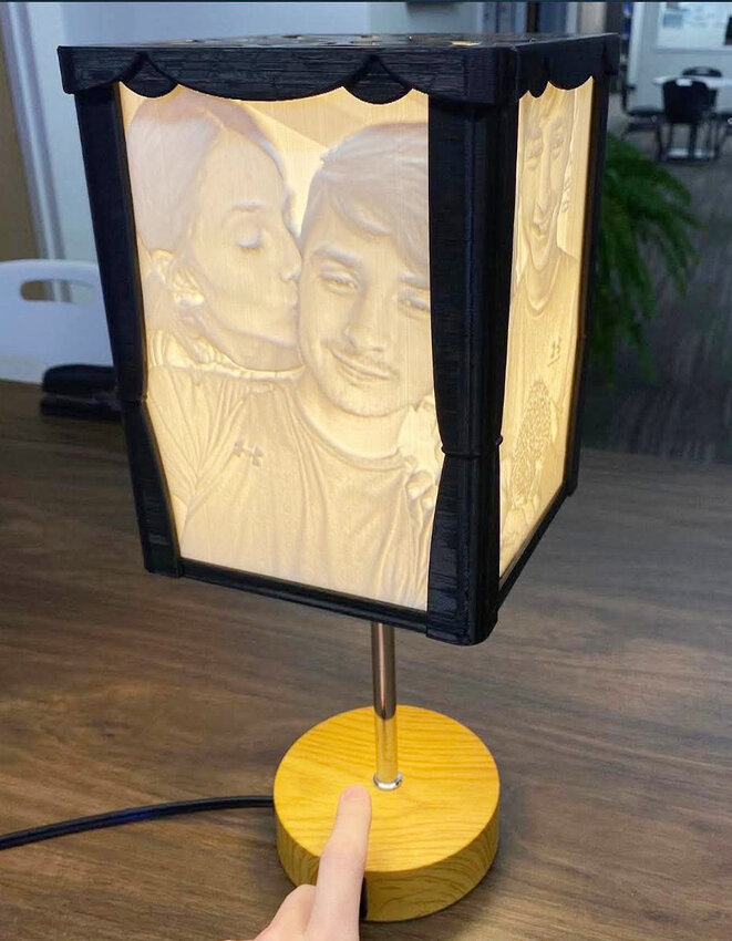 A customized lamp by Fuller Radiance.