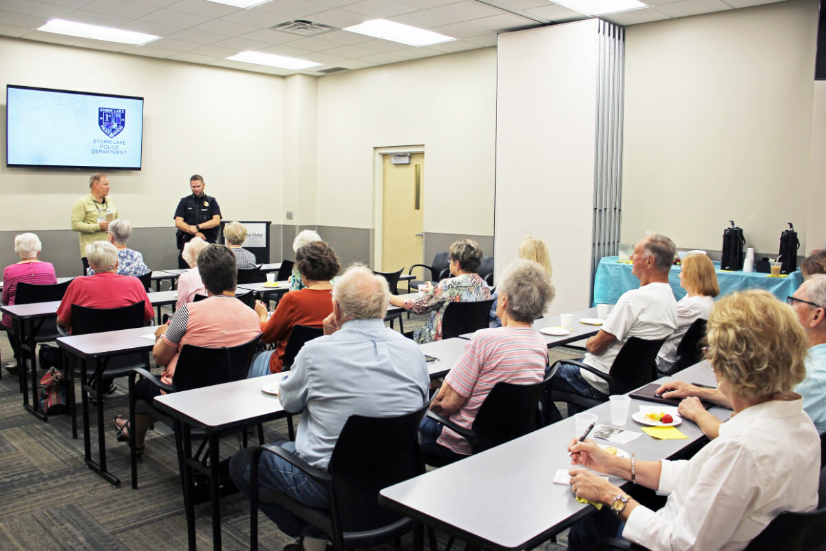 Young at Heart members enjoyed September’s quarterly session, “Preventing Scams and Fraud” with Storm Lake assistant police chief Patrick Diekman.