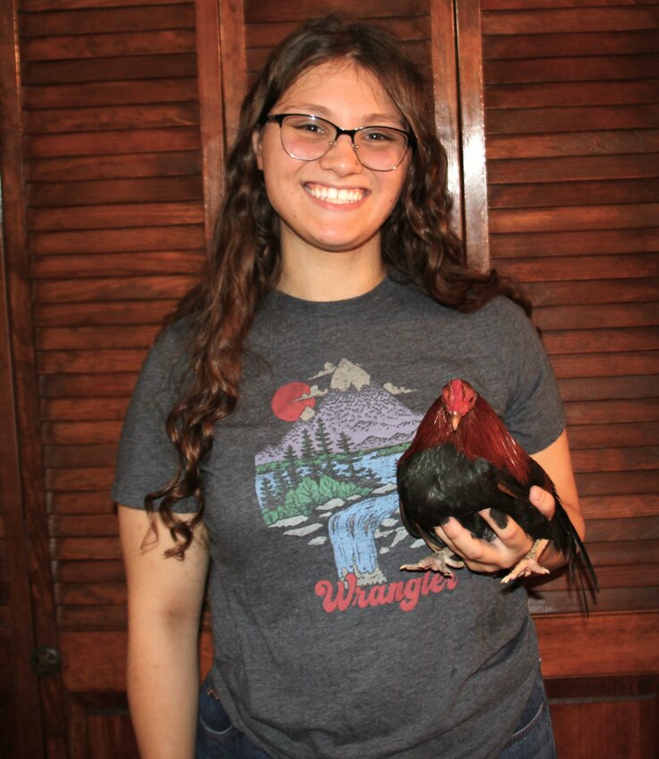 Gracie Wilk spent her time at Springtown High School as part of the FFA and competing in livestock shows. Last year, she won grand champion in the show bird competition at the Parker County Stock Show with her Old English Game Bantam Frank, who has since died of old age.