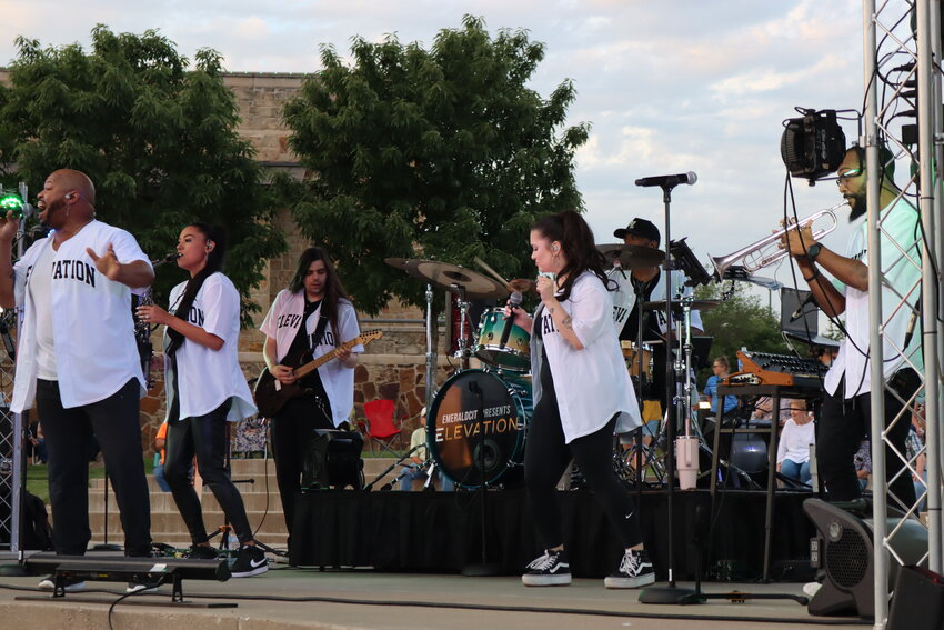 Emerald City Presents Elevation performs for 2024’s first Music in the Park show.