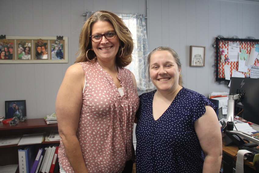 Incoming Springtown ISD Child Nutrition Director Laura Champagne takes a picture with outgoing director Kimberly Nash. Nash is leaving Springtown ISD after nine years to be a child nutrition specialist at Education Service Center Region 11.