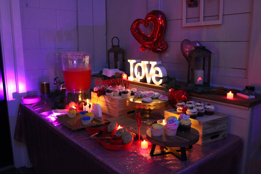 Valentine-themed desserts and candy were on display for everyone to grab a bite.