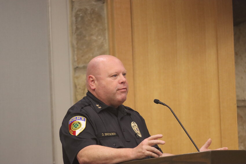 Police Chief Darren Brockway reports findings from a recent TEA security audit at the Azle ISD Administration building March 4.