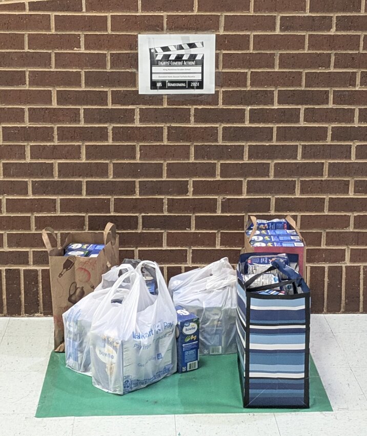 Homecoming king nominee Braden Sirkel’s donation pile