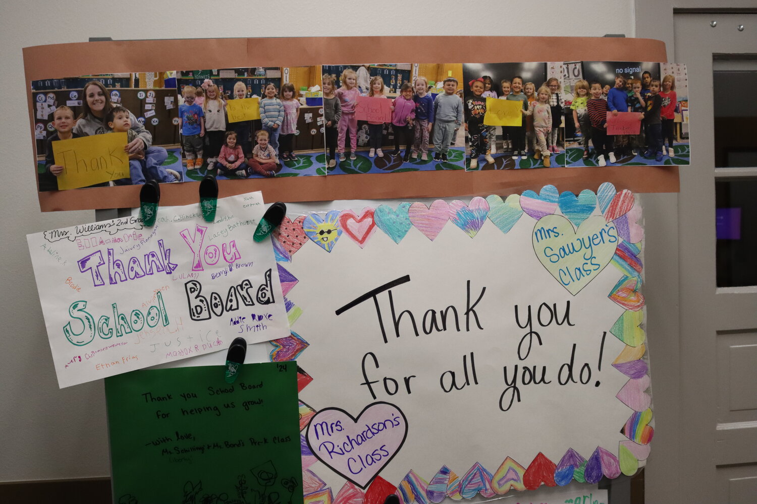 Classes from kindergarten and up made their own special thank you messages to the board which were displayed at the Azle ISD Administration Building during the Jan. 22 school board meeting.