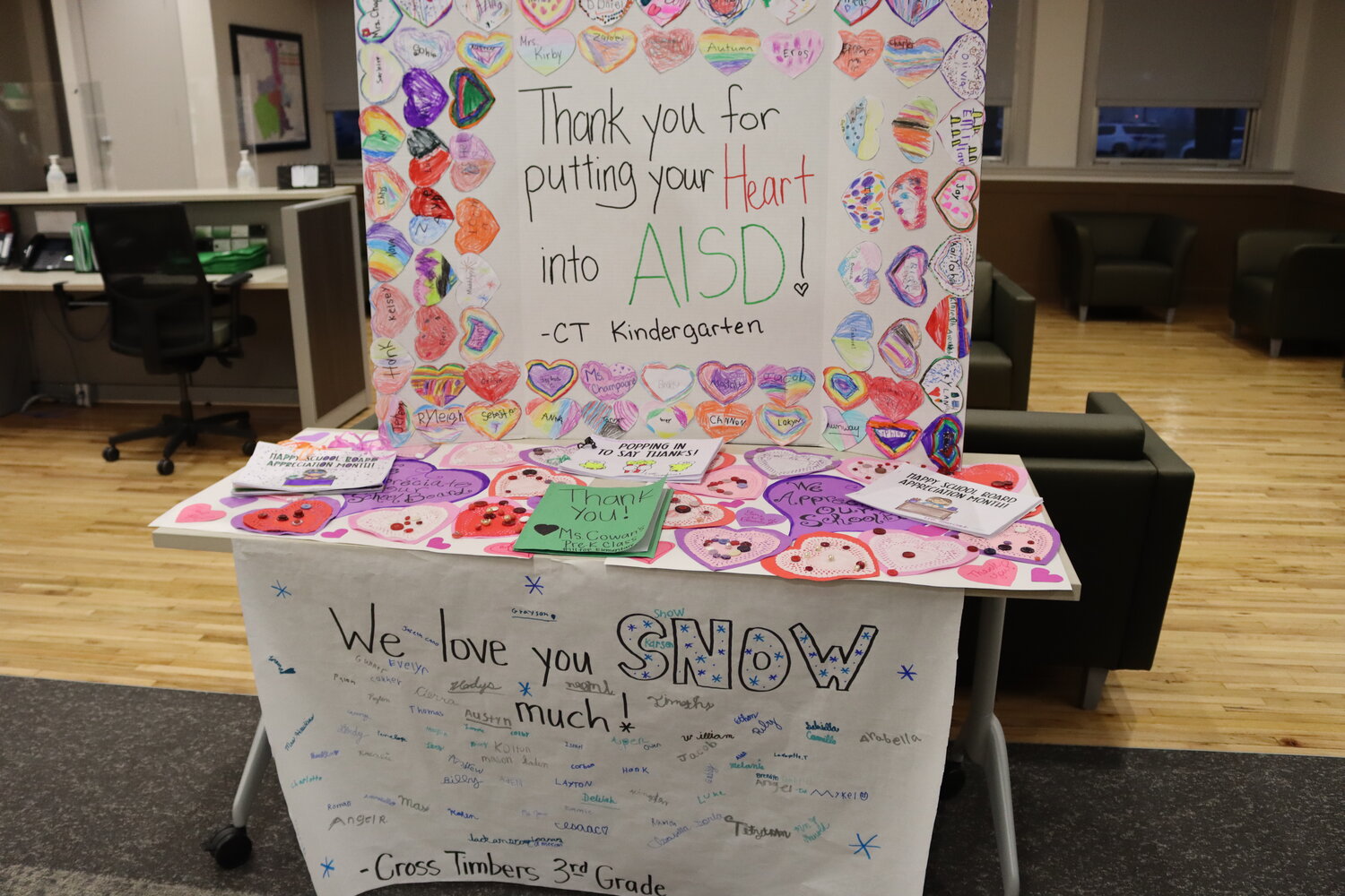 Azle schools showed their support for the board during January by creating thank you posters, letters and pictures.