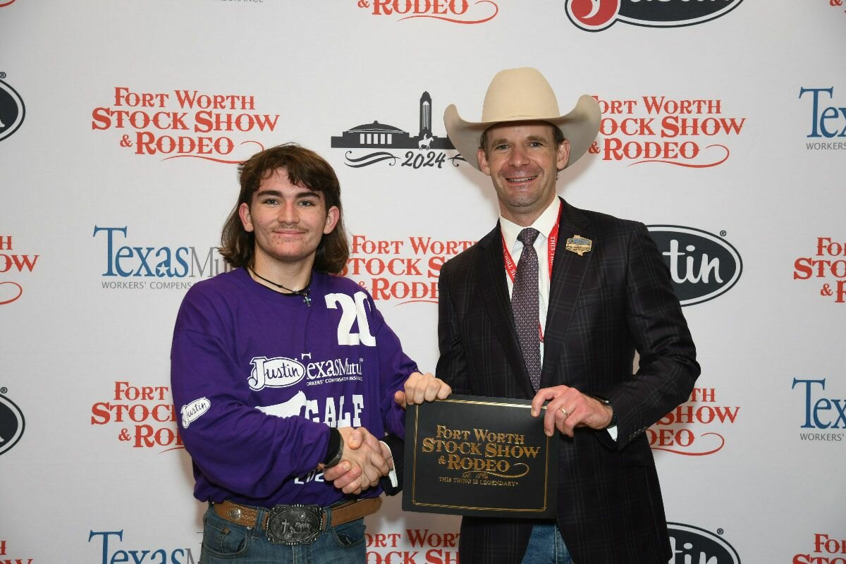 Hayden Morrison, who is from Springtown and a member of Weatherford FFA, caught a calf during the Fort Worth Stock Show and Rodeo’s Calf Scramble, earning a $500 purchase certificate for a show heifer and the chance for up to $16,000 in scholarship awards.