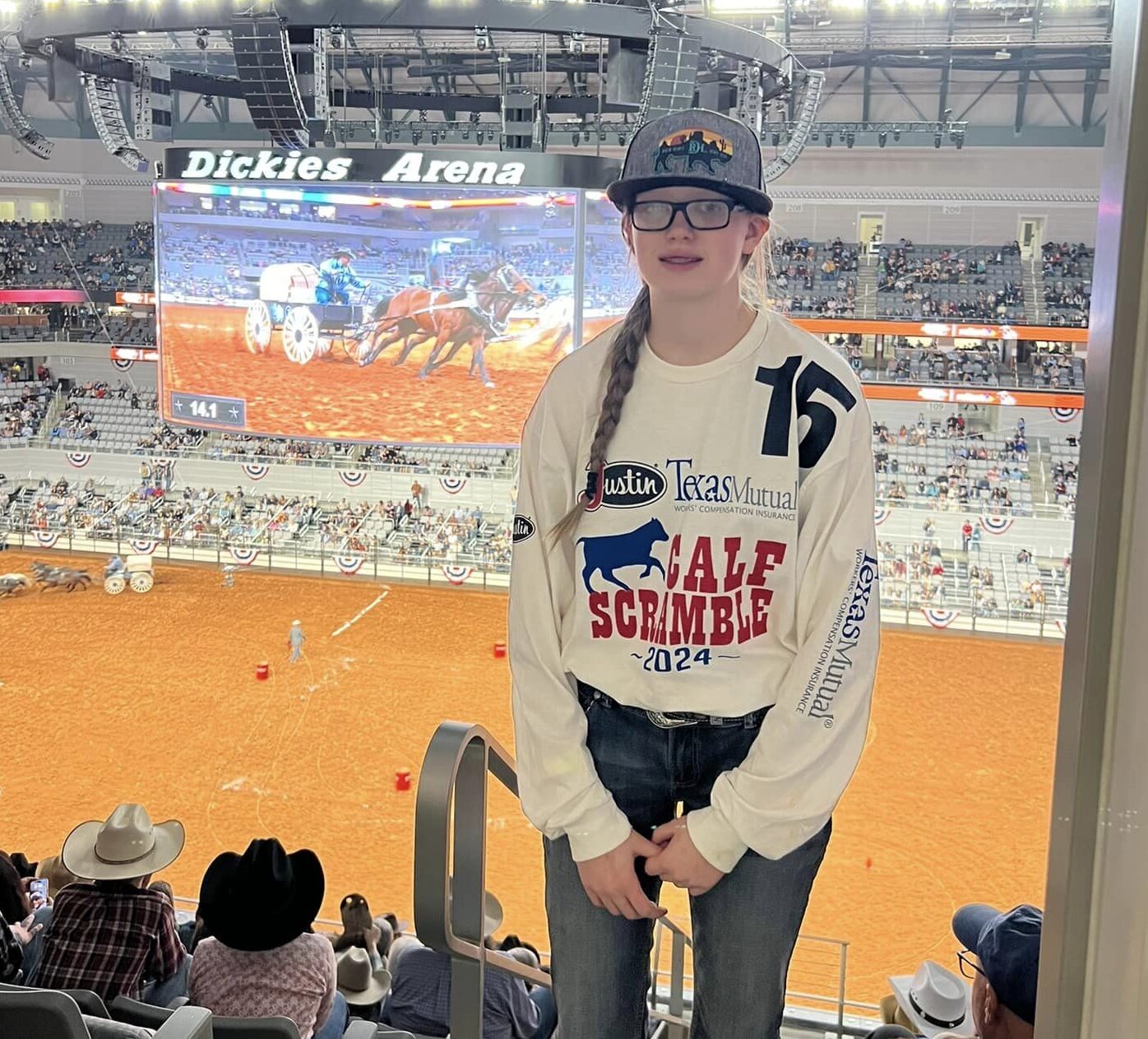 Springtown High School freshman Zoey Sheets caught a calf in the Jan. 31 Calf Scramble at the Fort Worth Stock Show and Rodeo. Youth that catch a calf are awarded a $500 certificate to purchase a heifer to raise and show at Fort Worth the following year. The Calf Scramble’s greatest impact may be its dedication and commitment to the students and their future education. Students who catch are eligible for scholarships.