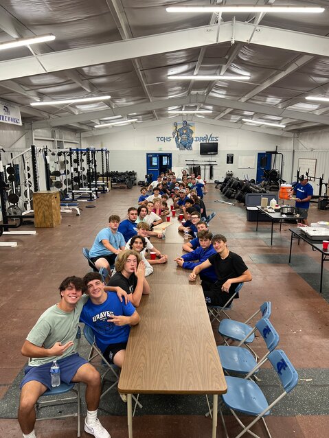 STEAK DINNER! Compliments from the TCHS Touchdown Club, and the ever generous Brooks Davis. 49 out of 53 of these dedicated football players made 20 morning workouts this summer. The highest percentage to date! GREAT WORK YOUNG MEN! Tish. County plays at home Friday night!