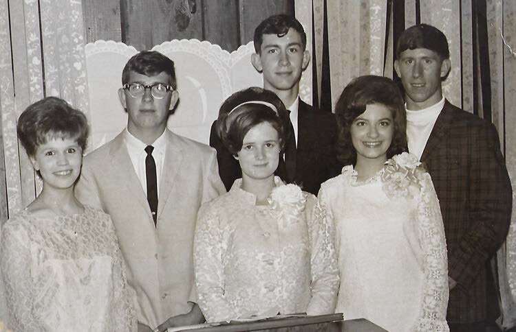 Appeared in The Vidette in May of 1968.    Banquet Speakers - Pictured are the speakers at  the Tishomingo Junior-Senior Banquet at the Tishomingo State Park Lodge held Saturday night, April 27. Standing, from left, Wanda Bostick, closing speaker; Ronnie Wanner, speaker; Pam Ingram, welcome; Sidney Gesham, President of senior class; Phyllis Kennedy, speaker; and Bill Southward, Master of Ceremonies.