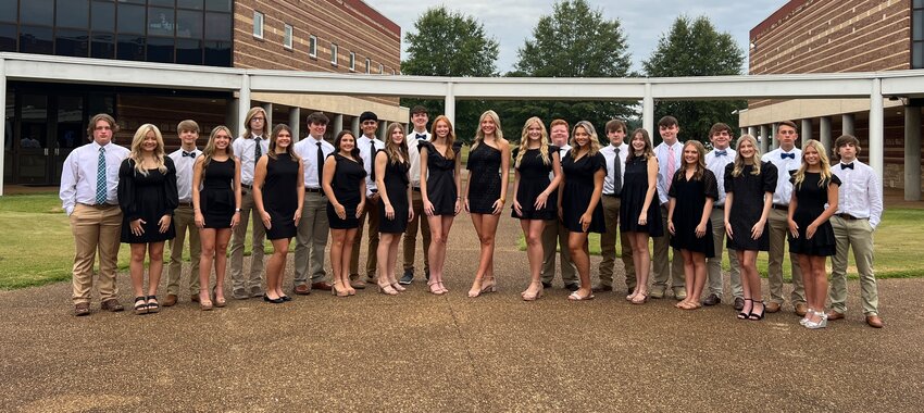 TCHS Homecoming Maids and Escorts, left to right: Connor Nunley, McKenleigh Wolford, Sam Daniel, Elisabeth Williams, Sayben South, Mattie Orick, Houston Richardson, Kaylen Maxcy, Alexis Solis, Taylor James, Zane Pruitt, Reese Moore, Margaret Claire Riley, Zoe Dawson, Levi Lovelace, Cypress Lambert, Clint Robinson, Valerie Lambert, Parker Stacy, Emily Kate Barnes, Jackson Moore, Maycie Westbrook, Beau Crum, Ainsley Estes, and Cash Hyde (not pictured: Ayden McDeavitt)