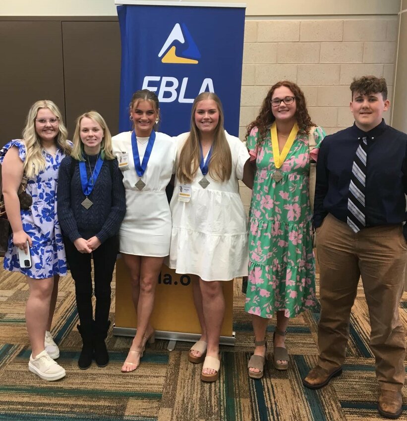 Belmont students at State FBLA Convention, left to right: Jayden Paden, Chloe Gassaway, Kerstin Moody, Meredith Eaton, and Nathan Johnson