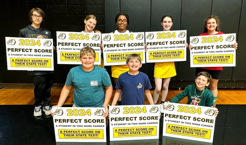 Pictured above: Back row (left to right) Kian Taylor Colvin, Marilyn Barnett, Alyssa Pope, Harper Holt, Haddie Johnson, Kneeling (left to right) Jacson Smith, Eli Nunley and Kai Kowalczyk.