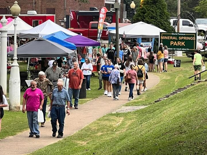 Festival-Goers and Vendors at Mineral Springs Park Entrance