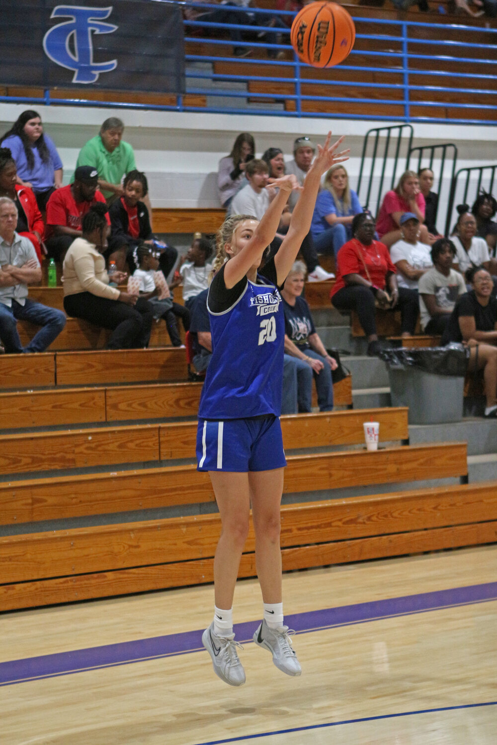 Baylon Middleton putting up, 1 of her several, 3-pointers against Corinth.