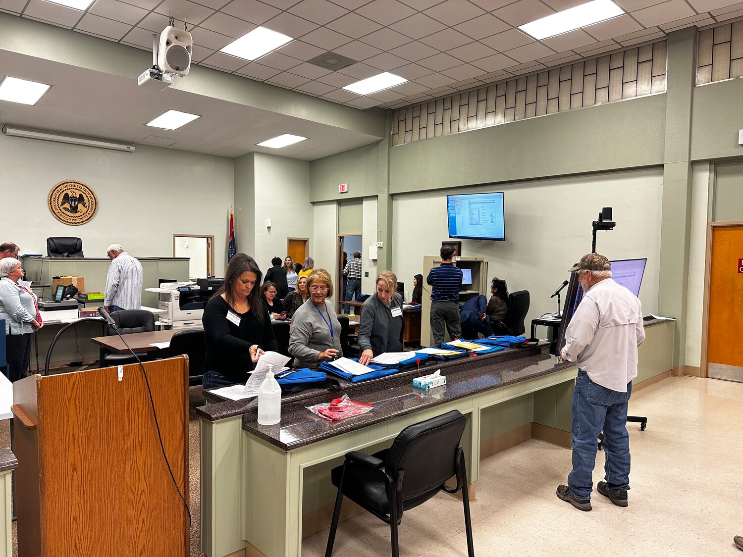 The Tishomingo County Courthouse was Very Active the Night of November 7th. Pictured Here, Josh McNatt and His Team as well as the Election Commission and Volunteers were Hard at Work Reporting the Results