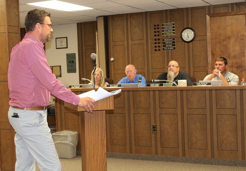 Josh Morning with Bluestem Energy Solutions provided information on solar energy during Tuesday's City Council meeting.