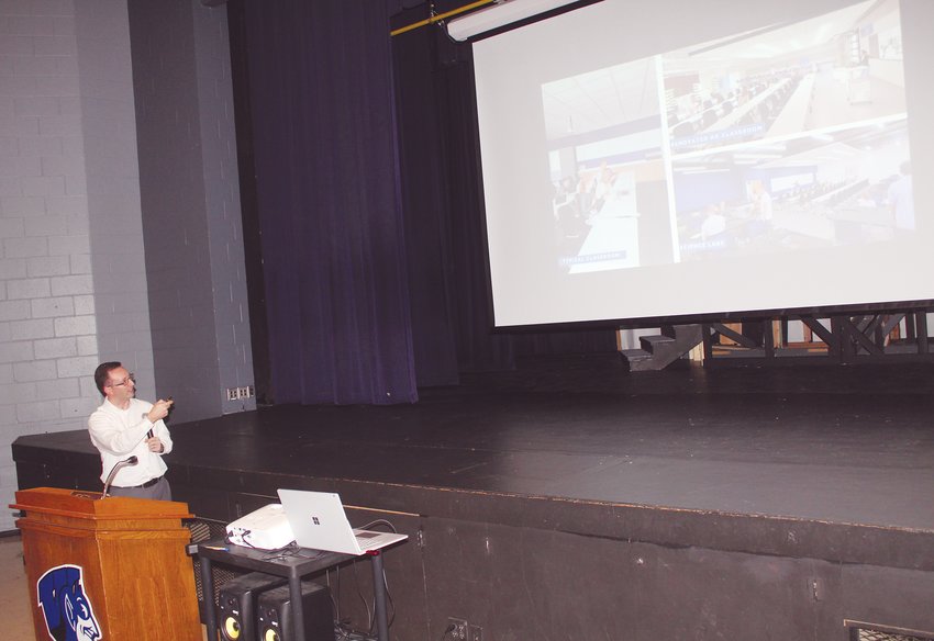 Bob Soukup with Carlson West Povondra shared information with those in attendance at last week's Bond Information meeting on what renovation could look like at the Wayne Junior-Senior High School.